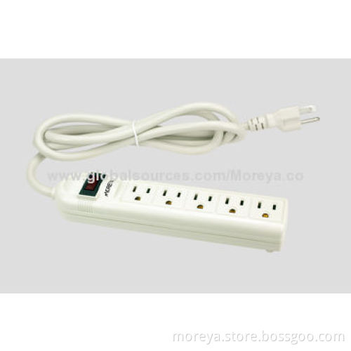 US Power Strip with 6 Socket Outlets, 1.8m Extension Cord, Surge/Overload Protector